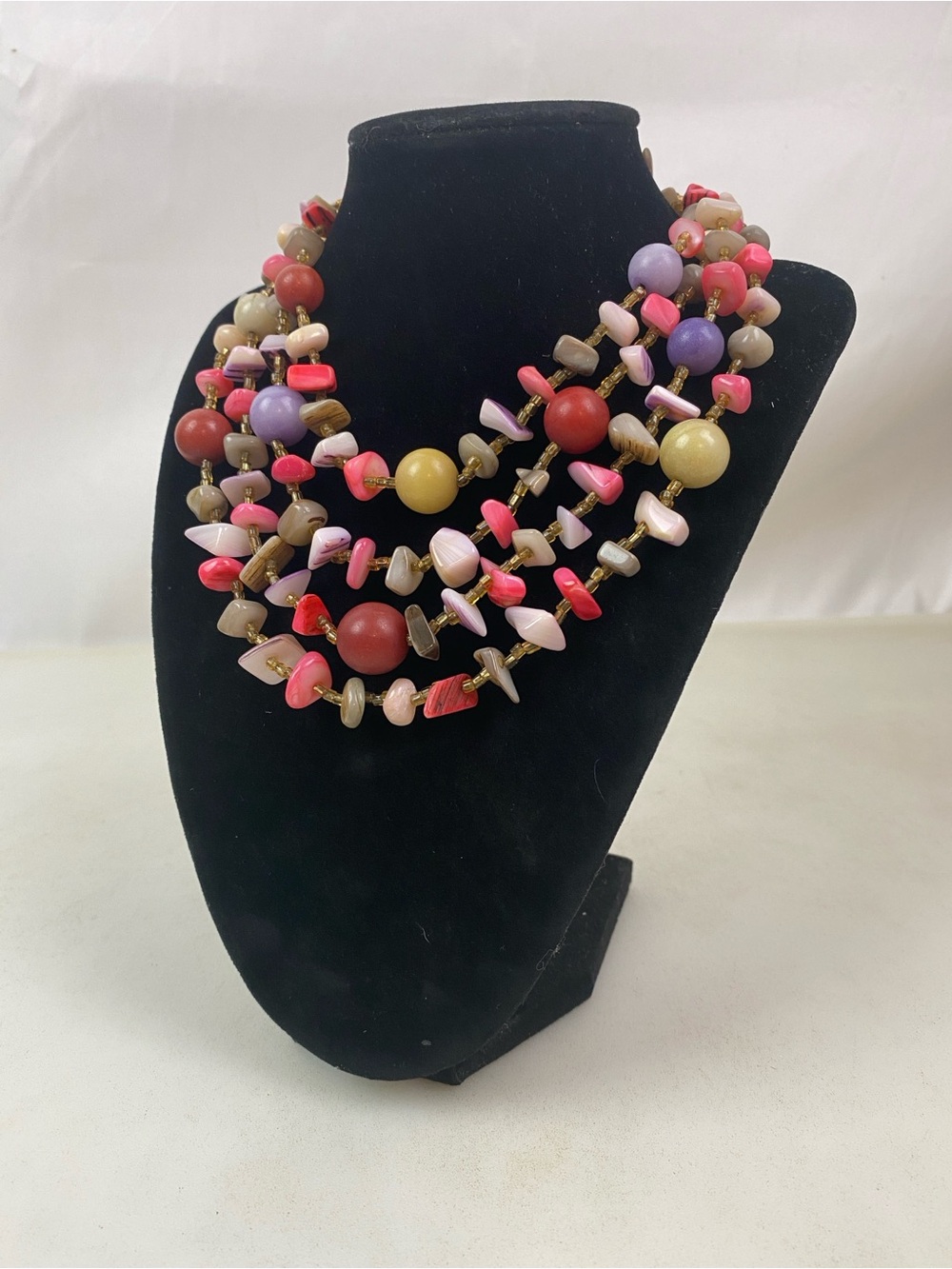 Vintage Japan Multi-Strand Beaded Statement Necklace